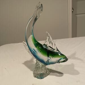 Large Murano Glass Fish Blue & Green Hand blown Large 12 Inches